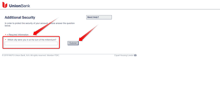 Union Bank[ユニオンバンク] ⑥："ACTIVATE A DEBIT/ATM CARD"画面で必要事項を入力
